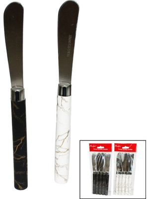 Uravas Store 5 Parça  Uzun Kahvaltı Bıçak - Mermer Desen Saplı 16.5 cm (5528)