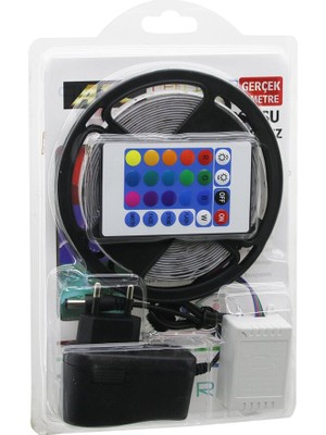 Uravas Store Atc LED Strıp El-07-Rus-K  5mt  Kumandalı - Adaptörlü Rgb Renkli Şerit LED IP65=SU Geçirmez SMD=2835 54LEDS/M (5528)