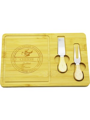 Uravas Store Bıçak Sağ 19X29CM -1.5cm Ahşap Bambu Kahvaltı Peynir Sunum Tabak 2peynir Bıçak=ahşap Saplı (5528)