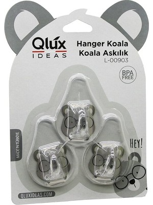 Uravas Store 3pcs Koala Askı Şeffaf Askı Yapışkanlı Montaj (5528)
