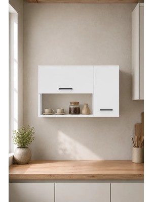 Arnetti Akasya 90 cm Çok Amaçlı Dolap Beyaz | Kapaklı Mutfak, Banyo, Kahve Köşesi ve Saklama Dolabı