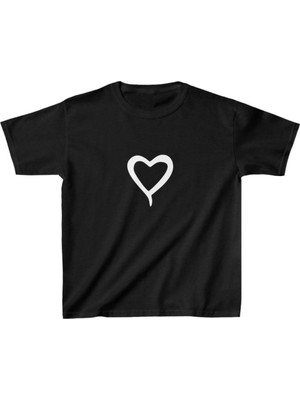 Tarz Yeri Çocuk Kız Baskılı T-Shirt - Siyah