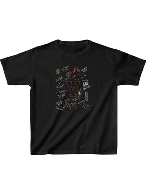 Tarz Yeri Unisex Çocuk Baskılı T-Shirt - Siyah