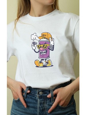 Velmora Fashion Unisex Oversize 24/1 Penye DTF Baskılı Tişört - DTF137
