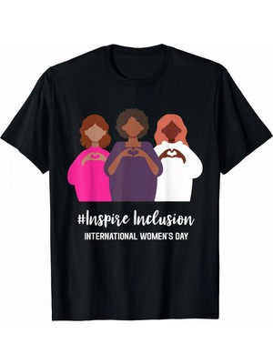Tarz Yeri 8 Mart Dünya Kadınlar Günü Baskılı Oversize Bisiklet Yaka T-shirt - Siyah