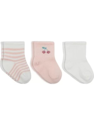 Uravas Store Üreticiniz Cherry Girl 3'lü Penye Soket Çorap 10138 Ekru
