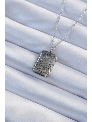 Uravas Store 316L Çelik Zincir Eskitme Gümüş Renk Ay Figürlü Tarot Kolye