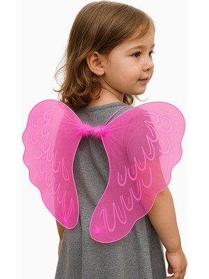 Uravas Store Pembe Renk Ortası Pembe Tüylü Tül Peri Kanadı 40X50 cm