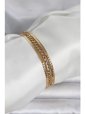Uravas Store 316L Çelik Gold Renk 3'lü Kadın Bileklik - TJ-BB8384