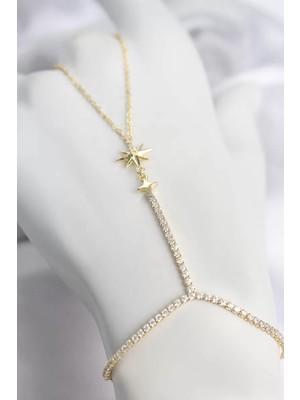Uravas Store Gold Renk Pirinç Zirkon Taşlı Kutup Yıldızı Model Şahmeran TJ-SN781