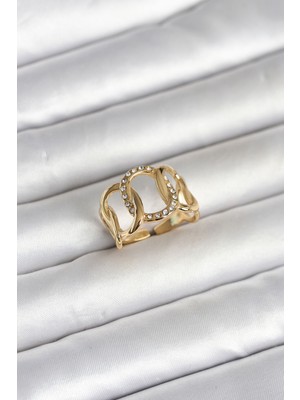 Uravas Store 316L Çelik Gold Renk Samanyolu Model Kadın Yüzük 5886