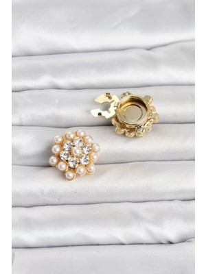 Uravas Store Zirkon Taşlı ve Incili Model Düğme Veya Manşet Broşu TJ-BR482