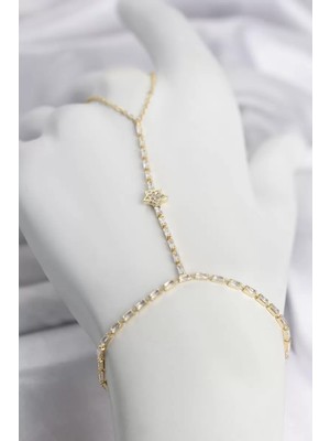 Uravas Store Gold Renk Pirinç Zirkon Taşlı Yıldız Model Şahmeran TJ-SN789