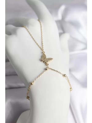 Uravas Store 316L Çelik Gold Renk Kelebek Model Kadın Şahmeran - TJ-SN740