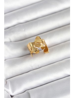 Uravas Store 316L Çelik Gold Renk Lotus Model Kadın Yüzük 5886