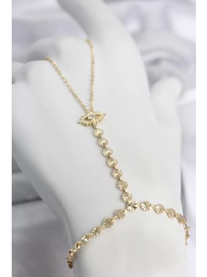 Uravas Store Gold Renk Pirinç Zirkon Taşlı Göz Model Şahmeran TJ-SN779