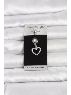 Uravas Store 316L Cerrahi Çelik Sallantılı Kalp Model Göbek Piercing TJ-PR1404