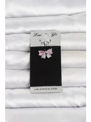 Uravas Store 316L Cerrahi Çelik Pembe Fiyonk Model Göbek Piercing TJ-PR1400