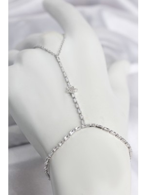 Uravas Store Gümüş Renk Pirinç Zirkon Taşlı Yıldız Model Şahmeran TJ-SN790
