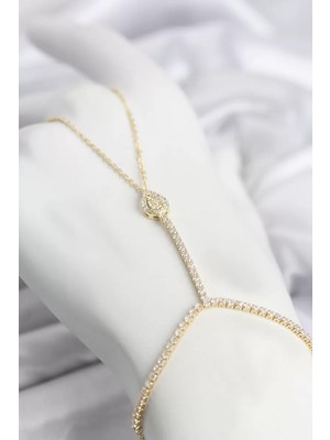 Uravas Store Gold Renk Pirinç Zirkon Taşlı Damla Model Şahmeran TJ-SN767