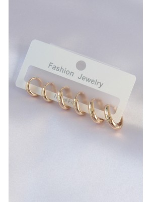 Uravas Store Pirinç Gold Renk Oval Küpe Seti 5886