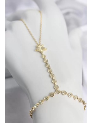 Uravas Store Gold Renk Pirinç Lazerli Yıldız Model Zirkon Taşlı Şahmeran TJ-SN785