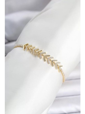 Uravas Store Pirinç Gold Renk Zirkon Taşlı Çavuş Model Su Yolu Kadın Bileklik