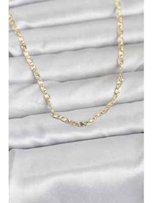 Uravas Store cm 14K Gold Renk Lazer Zincirli Model 60 cm Kadın Kolye 5886