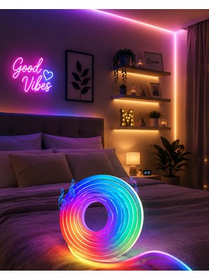 Uravas Store USB Girişli Rgb Neon Şerit LED Tv Oda Masa Dekor Işığı