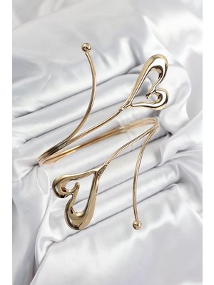 Uravas Store Pirinç Kalp Model Gold Renk Kadın Pazu Bileklik - TJ-BB7422