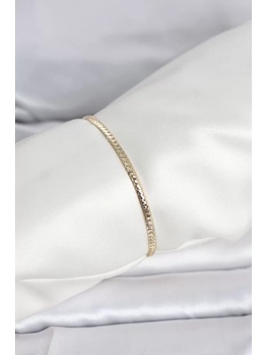 Uravas Store cm 14K Gold Renk Yassı Zincir Model Kadın Bileklik - TJ-BB8291