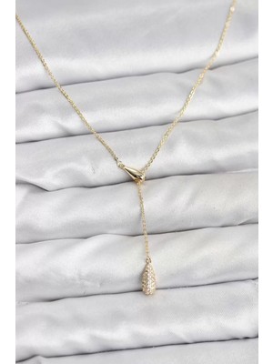Uravas Store Pirinç Gold Renk Asansörlü Damla Model Kadın Kolye - TJ-BKO10799
