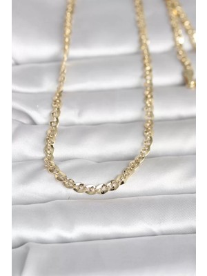 Uravas Store cm 14K Gold Renk Yassı Oval Zincirli Model 60 cm Kadın Kolye - TJ-BKO10989