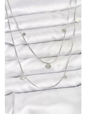 Uravas Store 316L Çelik Zincir Gümüş Renk Pullu Kadın Kolye - TJ-BKO10788