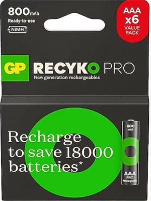 Gp Aaa 850 Mah Şarjlı Ince Kalem Pil  4+2'li Paket Recyko GPHCH83BOK (Kdo)