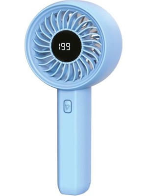 Feny FN-F45 Mavi Kademeli Ultra Sessiz LED Göstergeli Şarjlı 1800MAH Turbo Mini El Fanı (Kdo)