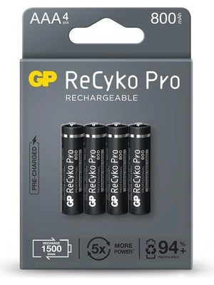 Gp Aaa 800 Mah Şarjlı Ince Kalem Pil 4'lü Paket Recyko (Kdo)