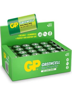 Gp Greencel R14 Orta Boy Çinko Pil 24'lü Paket GP14G-2S2 (Kdo)