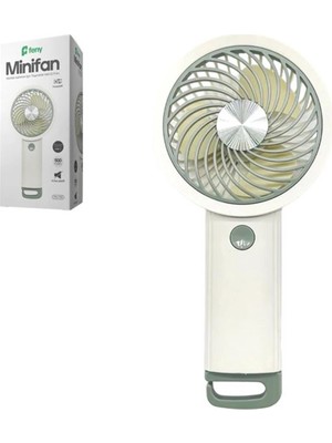 Feny FN-F35 Beyaz-Yeşil Kademeli Kancalı Ultra Sessiz Taşınabilir Şarjlı 500MAH Mini El Fanı (Kdo)