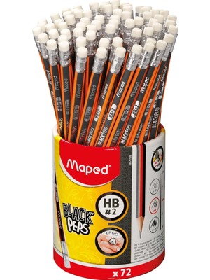 Maped Black'peps #2 Grafit Kalem Okul Paketi, Üçgen Şekli, 72'li Paket (851759ZV)
