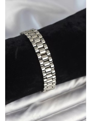 Uravas Store 316L Çelik Gümüş Renk 12 mm Kalınlık Erkek Bileklik - TJ-EB3777