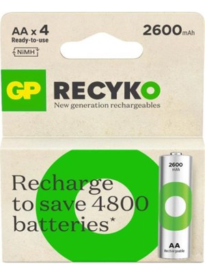 Gp Aa 2600 Mah Şarjlı Kalem Pil 4'lü Paket GP270AAHCEMTR (Kdo)