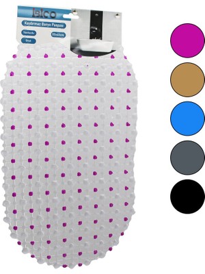 Renas Store Oval - Eko Pvc +Vantuz Desen - Şeffaf Renkli 122PCS Vantuz Kaydırmaz Banyo - Küvet Paspas 33X61CM (5528)
