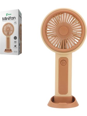 Feny FN-F25 Krem- Kahverengi Kademeli Ultra Sessiz Şarjlı Taşınabilir,standlı 500MAH Mini El Fanı (Kdo)