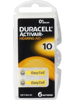 Duracell 10 Numara Düğme Kulaklık Pili Işitme Cihazı Için 6'lı Paket (Kdo)