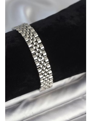 Uravas Store 316L Çelik 12 mm Kalınlıkta Gümüş Renkli Erkek Bileklik - TJ-EB3780