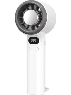 Feny FN-F40 Beyaz Kademeli Ultra Sessiz LED Göstergeli Şarjlı 1800MAH Turbo Mini El Fanı (Kdo)
