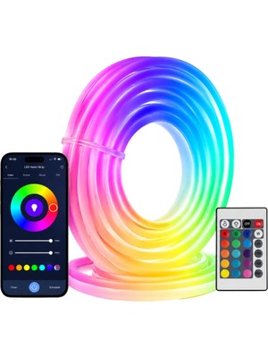 Renas Store Kumandalı Su Geçirmez Rgb LED Şerit Işık Müzik Senkronlu Neon LED