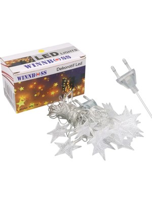 Renas Store 20 LED Yıldız Işık Zinciri Günışığı Beyaz Dekoratif Süs Lambası