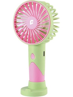 Feny FN-F20 Yeşil-Pembe Kademeli Ultra Sessiz Şarjlı Taşınabilir 500MAH Mini El Fanı (Kdo)